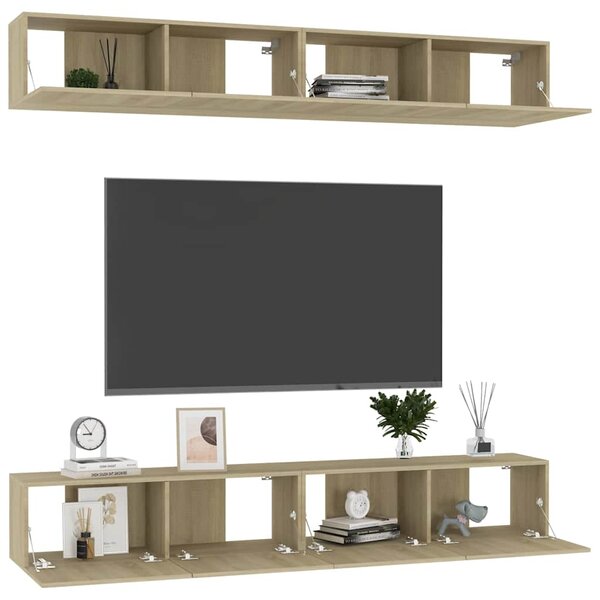 TV skříňky 4 ks dub sonoma 100 x 30 x 30 cm kompozitní dřevo 3078956