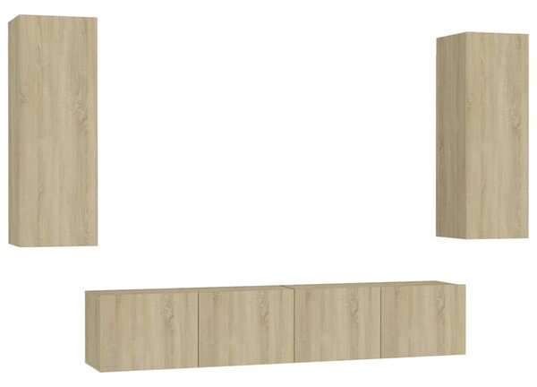 4dílný set TV skříněk dub sonoma kompozitní dřevo 3078959