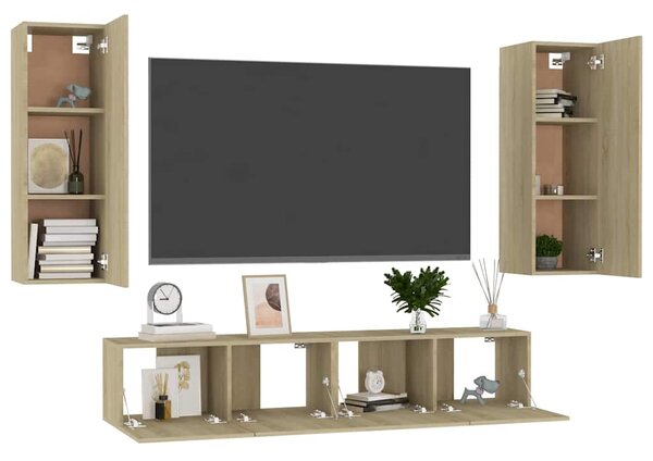 4dílný set TV skříněk dub sonoma kompozitní dřevo 3078959