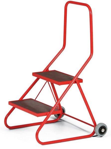 Ocelové mobilní schůdky, 2 stupně, výška plošiny 43 cm