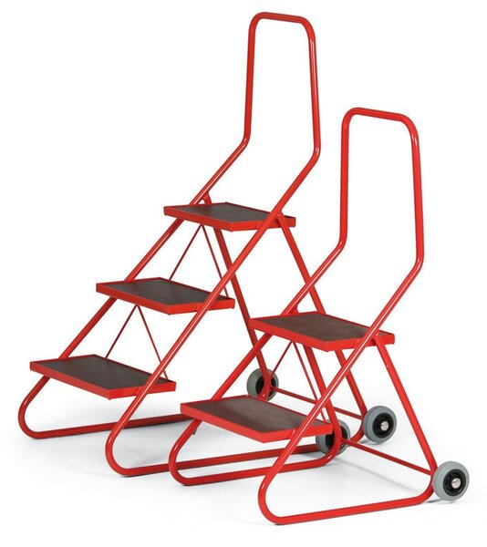 Ocelové mobilní schůdky, 2 stupně, výška plošiny 43 cm