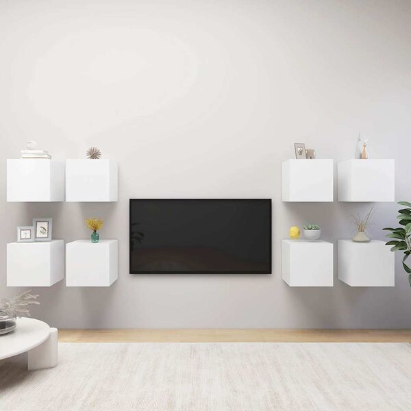 Nástěnné TV skříňky 8 ks bílé 30,5 x 30 x 30 cm 3078739