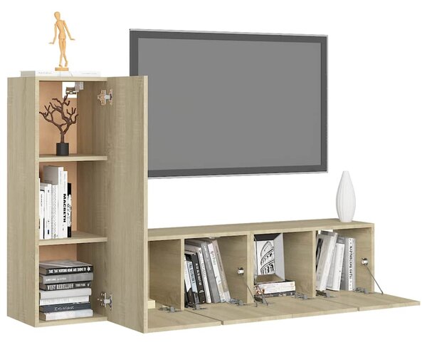 3dílný set TV skříněk dub sonoma kompozitní dřevo 3078988