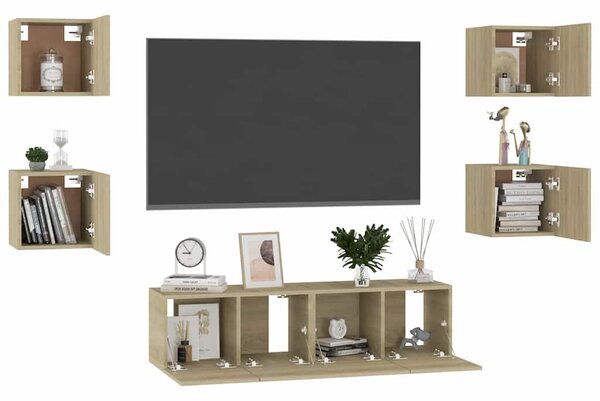 6dílný set TV skříněk dub sonoma kompozitní dřevo 3078975