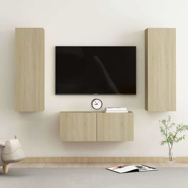 3dílný set TV skříněk dub sonoma kompozitní dřevo 3078973