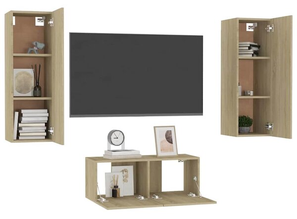 3dílný set TV skříněk dub sonoma kompozitní dřevo 3078973