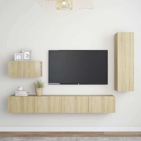 4dílný set TV skříněk dub sonoma kompozitní dřevo 3078991