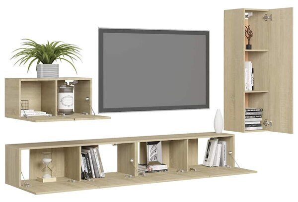 4dílný set TV skříněk dub sonoma kompozitní dřevo 3078991