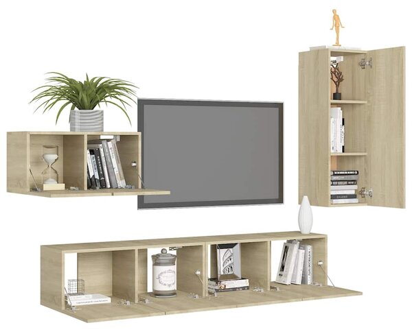 4dílný set TV skříněk dub sonoma kompozitní dřevo 3078993
