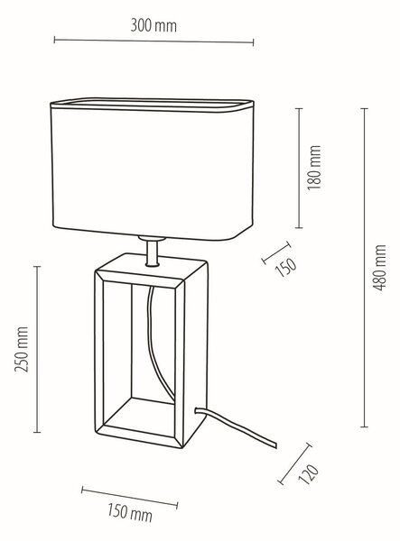 BRITOP Stolní lampa BOHO CADRE, 1xE27, v. 48 cm
