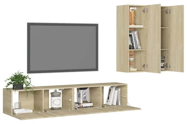 4dílný set TV skříněk dub sonoma kompozitní dřevo 3079001