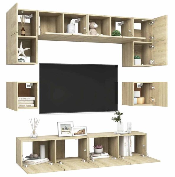 8dílný set TV skříněk dub sonoma kompozitní dřevo 3079006