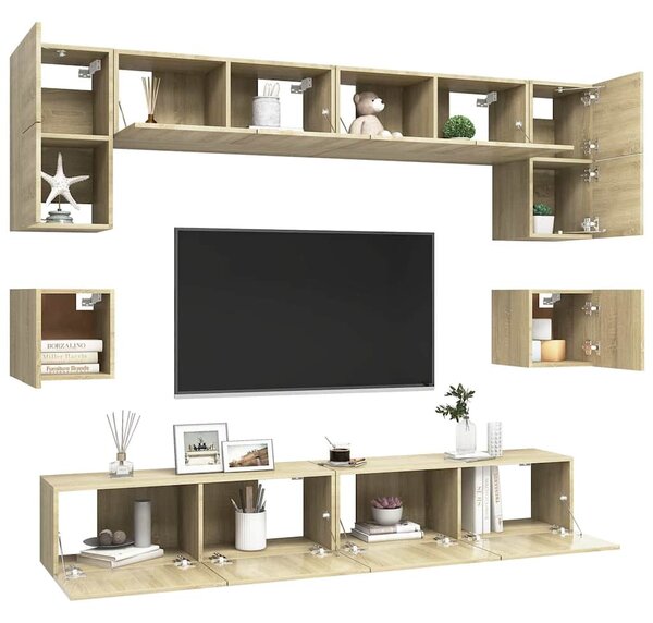 8dílný set TV skříněk dub sonoma kompozitní dřevo 3079007