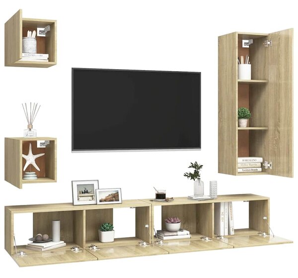 5dílný set TV skříněk dub sonoma kompozitní dřevo 3079012