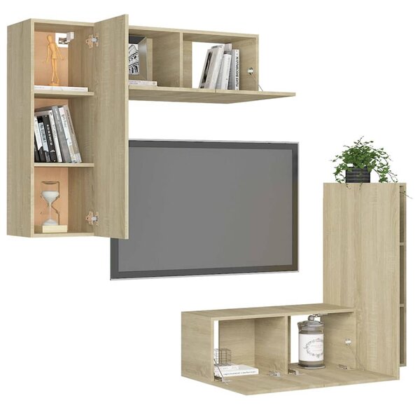 4dílný set TV skříněk dub sonoma kompozitní dřevo 3079004