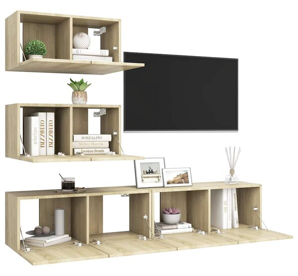 4dílný set TV skříněk dub sonoma kompozitní dřevo 3079025