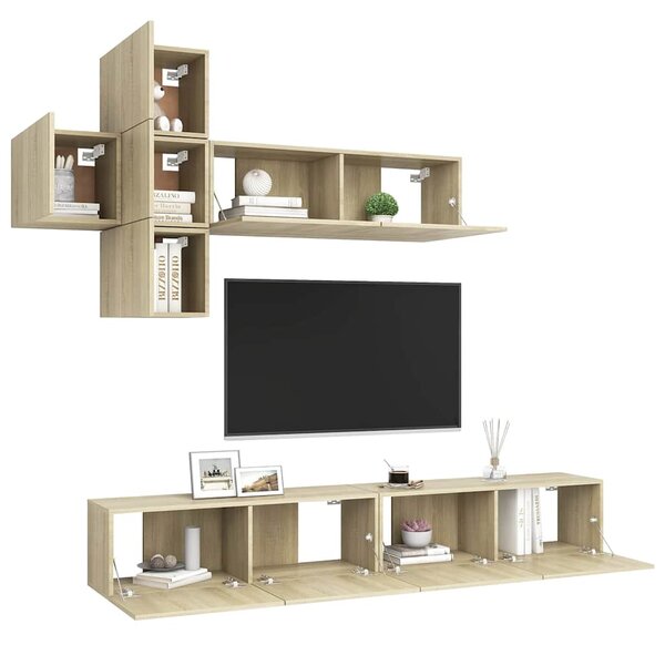 7dílný set TV skříněk dub sonoma kompozitní dřevo 3079024