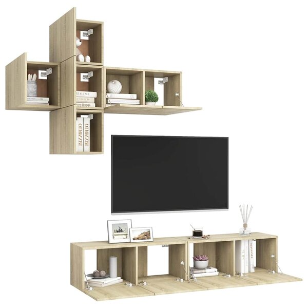 7dílný set TV skříněk dub sonoma kompozitní dřevo 3079022