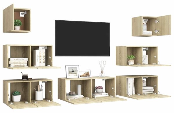 7dílný set TV skříněk dub sonoma kompozitní dřevo 3079027
