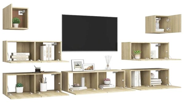 7dílný set TV skříněk dub sonoma kompozitní dřevo 3079028