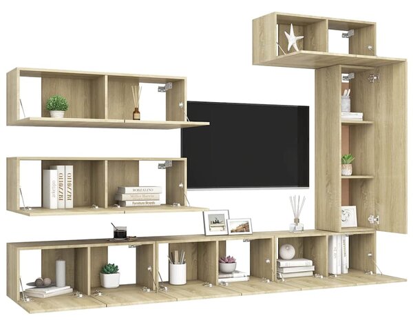 7dílný set TV skříněk dub sonoma kompozitní dřevo 3079032