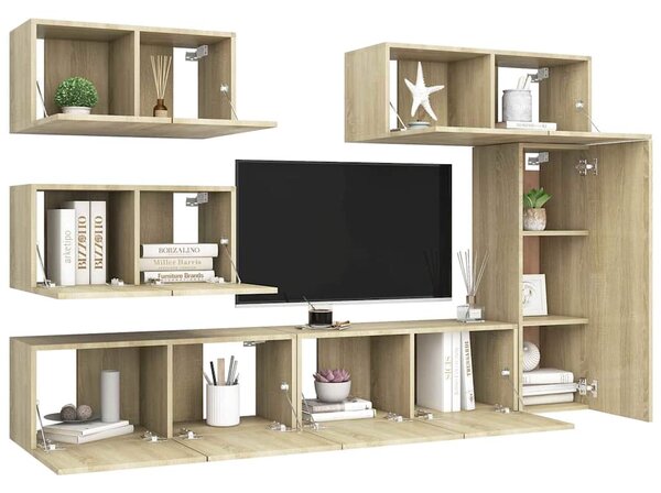 6dílný set TV skříněk dub sonoma kompozitní dřevo 3079030