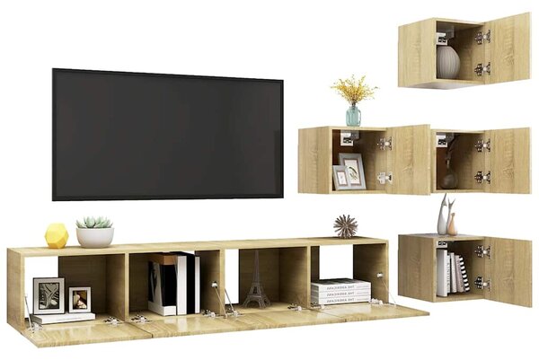 6dílný set TV skříněk dub sonoma kompozitní dřevo 3079036