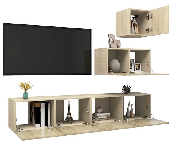 4dílný set TV skříněk dub sonoma kompozitní dřevo 3079050