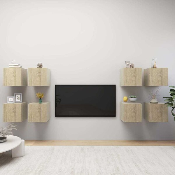 Nástěnné TV skříňky 8 ks dub sonoma 30,5 x 30 x 30 cm 3079054