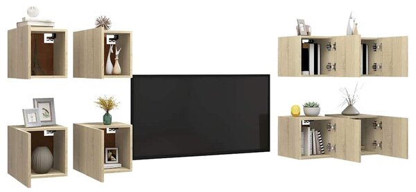 Nástěnné TV skříňky 8 ks dub sonoma 30,5 x 30 x 30 cm 3079054