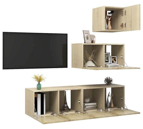 4dílný set TV skříněk dub sonoma kompozitní dřevo 3079049