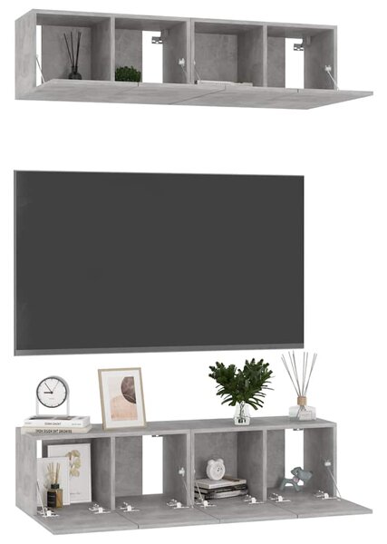 TV skříňky 4 ks betonově šedé 60 x 30 x 30 cm kompozitní dřevo 3079059