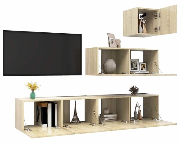 4dílný set TV skříněk dub sonoma kompozitní dřevo 3079051