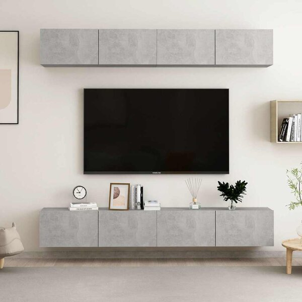 TV skříňky 4 ks betonově šedé 100 x 30 x 30 cm kompozitní dřevo 3079061
