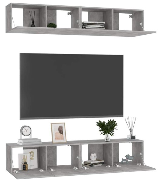 TV skříňky 4 ks betonově šedé 80 x 30 x 30 cm kompozitní dřevo 3079060
