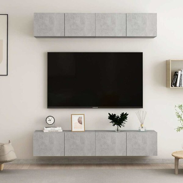 TV skříňky 4 ks betonově šedé 80 x 30 x 30 cm kompozitní dřevo 3079060