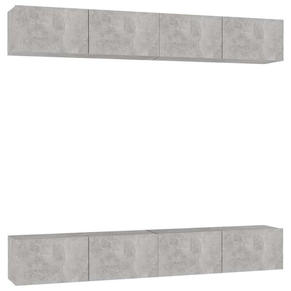 TV skříňky 4 ks betonově šedé 100 x 30 x 30 cm kompozitní dřevo 3079061