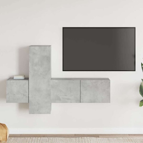 3dílný set TV skříněk betonově šedý kompozitní dřevo 3079074