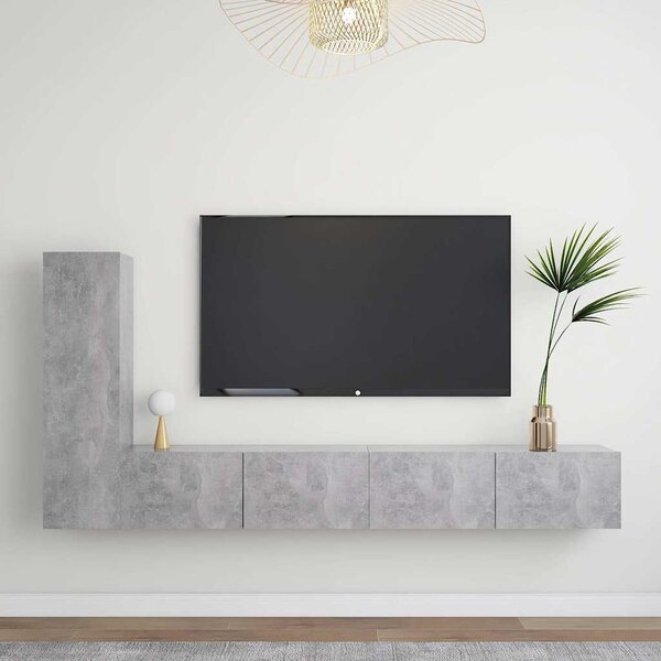 3dílný set TV skříněk betonově šedý kompozitní dřevo 3079095