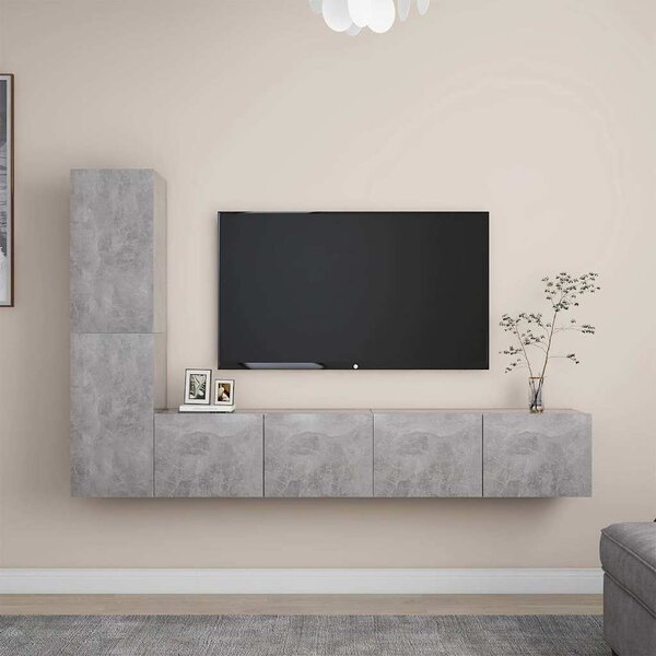 4dílný set TV skříněk betonově šedý dřevotříska 3079094