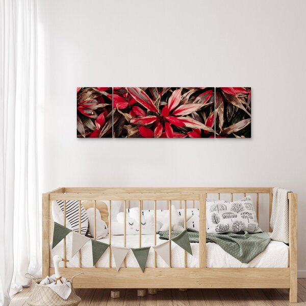 Obraz červených okvětních lístků (170x50 cm)