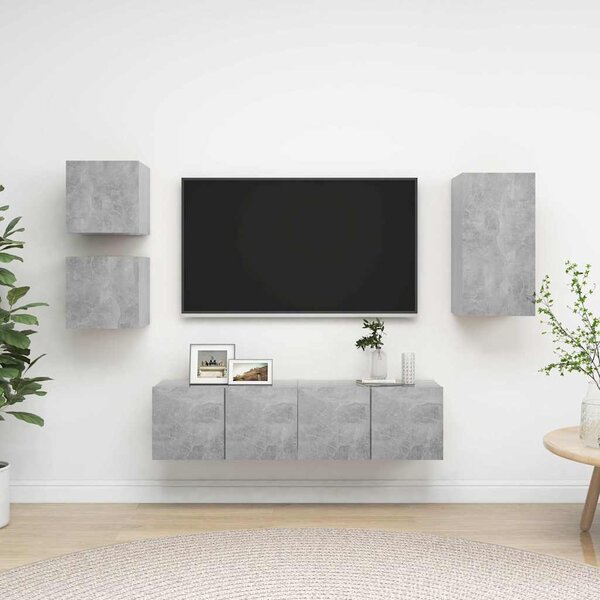 5dílný set TV skříněk betonově šedý kompozitní dřevo 3079115