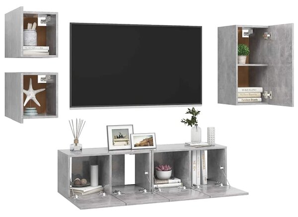 5dílný set TV skříněk betonově šedý kompozitní dřevo 3079115