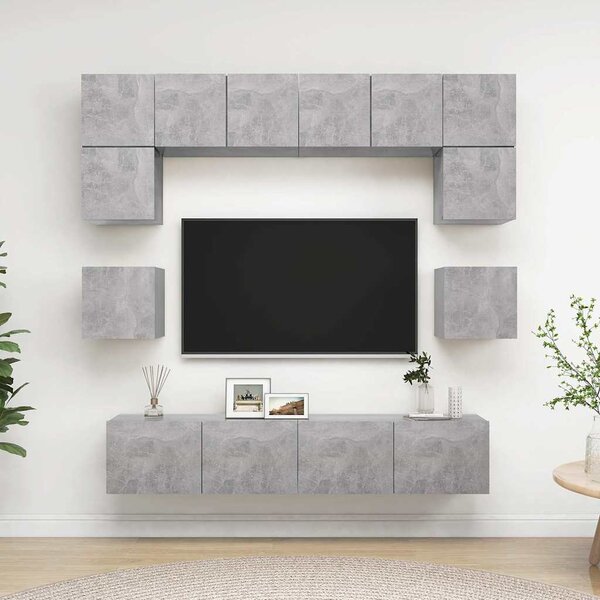 8dílný set TV skříněk betonově šedý kompozitní dřevo 3079111