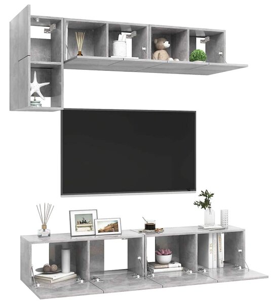 5dílný set TV skříněk betonově šedý kompozitní dřevo 3079113