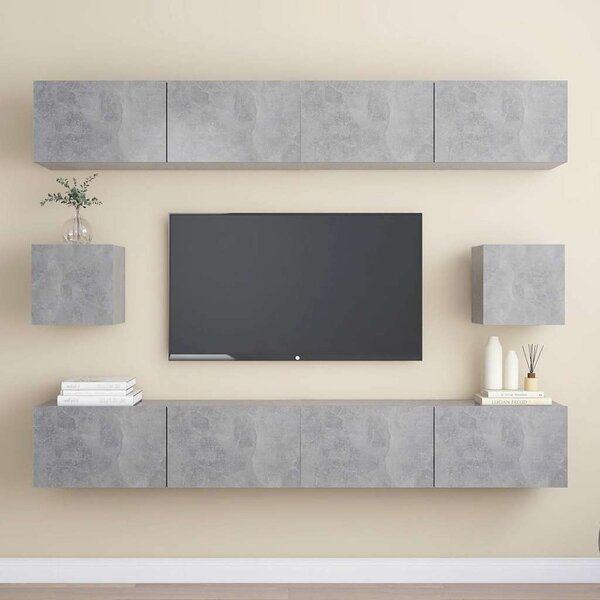 6dílný set TV skříněk betonově šedý kompozitní dřevo 3079104