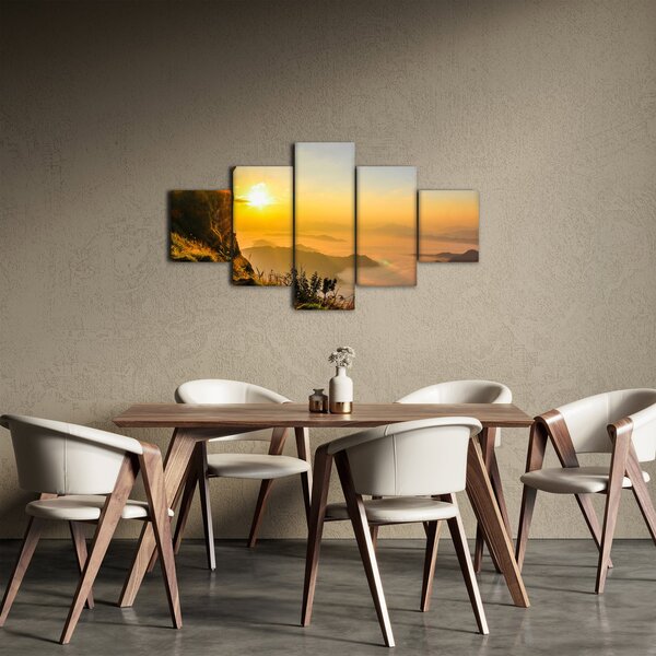 Obraz údolí v ranní mlze (125x70 cm)