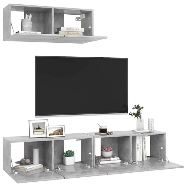 TV skříňky 3 ks betonově šedé kompozitní dřevo 3079121