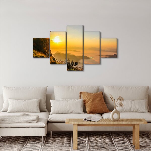 Obraz údolí v ranní mlze (125x70 cm)