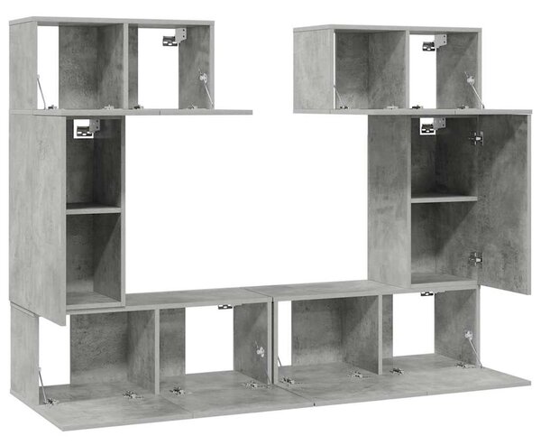 6dílný set TV skříněk betonově šedý dřevotříska 3079118